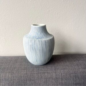 Inca mini bud vase Elegant Blue and White Striped porcelain made in Thailand